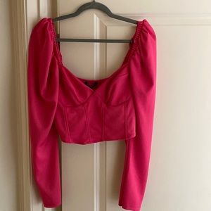 Zara Fuschia Long Sleeve Bustier Top